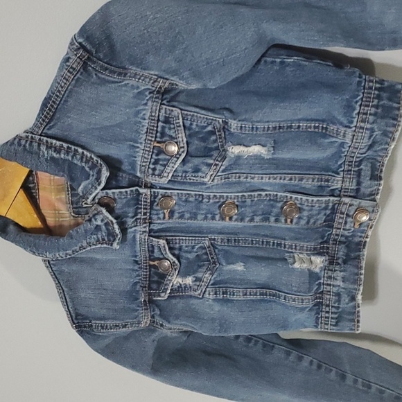 RUE21 jacket womens size small demin ripped torn destroyed holes shop jacket - Picture 2 of 10